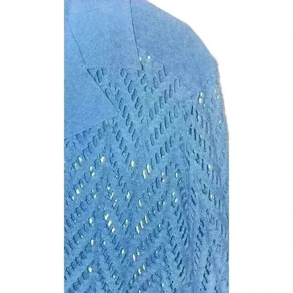 Drapers & Damons Women's Blue Chenille Duster Cardigan PXL Petite Open Front - Picture 6 of 8